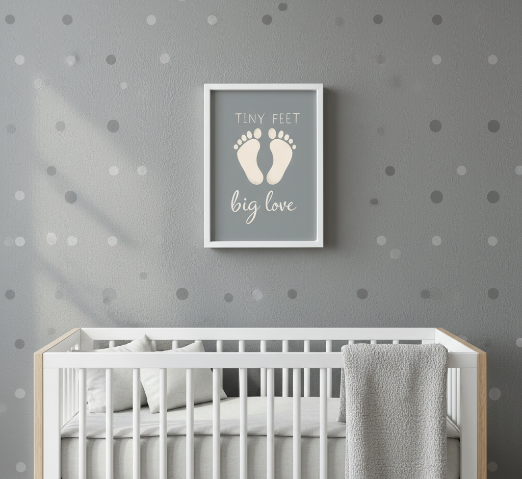 Minimalist Baby Feet Print | Tiny Feet Big Love Nursery Wall Art | Gender Neutral Baby Shower Gift | Custom Footprint Poster