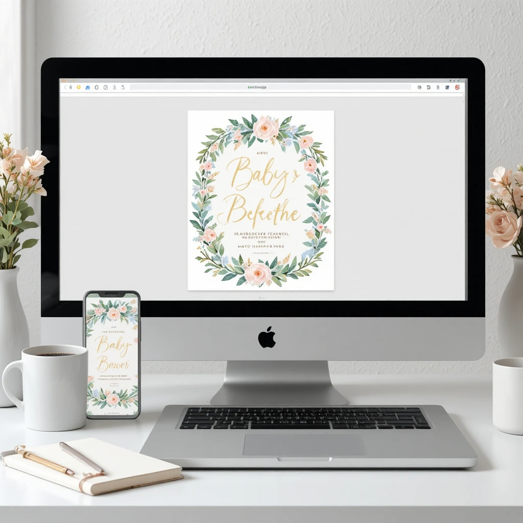 Baby Shower Invitation/Printable & Digital Template | Neutral Botanical Design