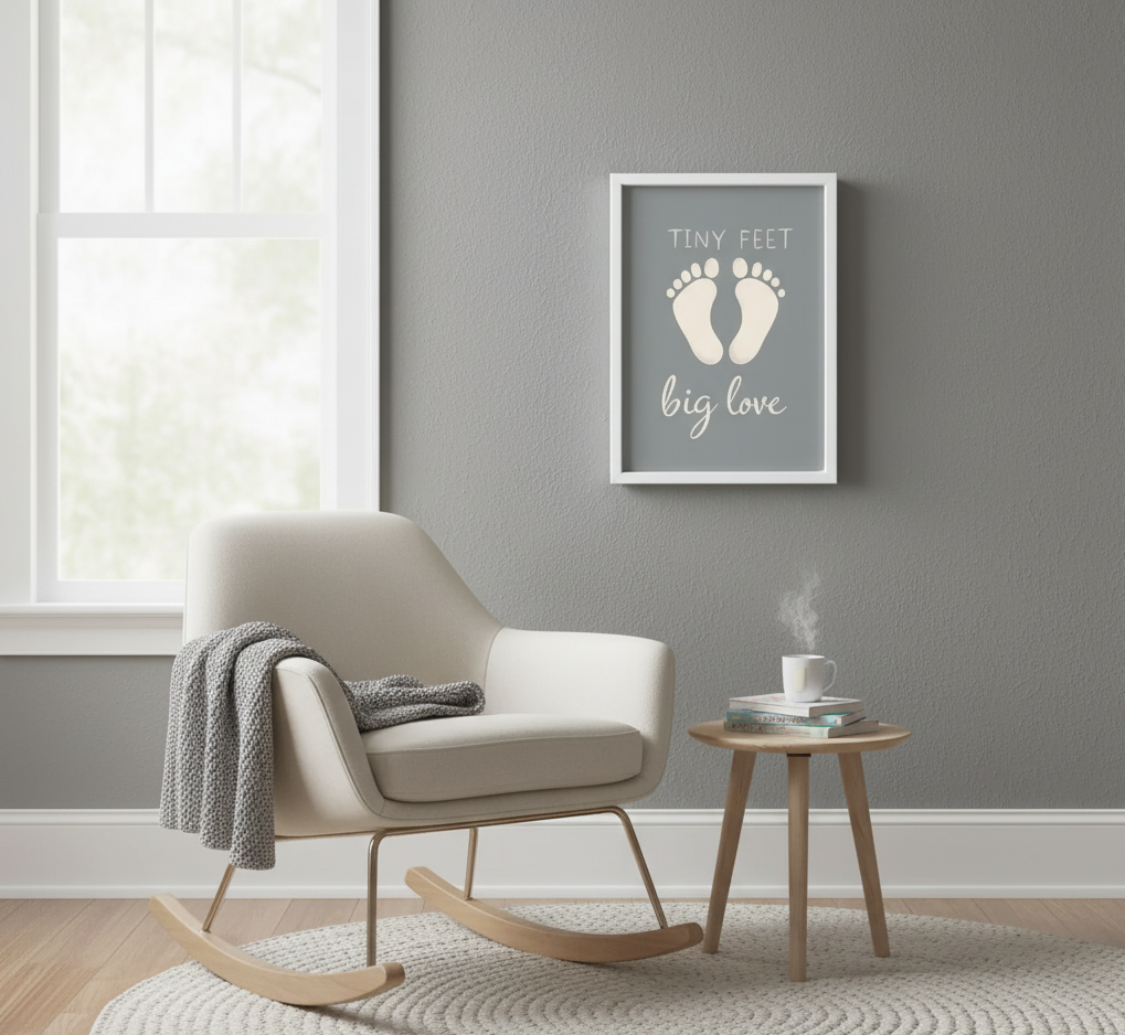 Minimalist Baby Feet Print | Tiny Feet Big Love Nursery Wall Art | Gender Neutral Baby Shower Gift | Custom Footprint Poster