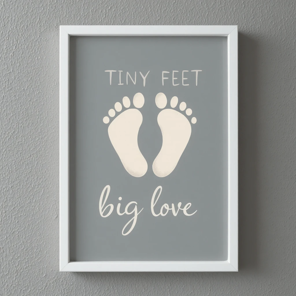 Minimalist Baby Feet Print | Tiny Feet Big Love Nursery Wall Art | Gender Neutral Baby Shower Gift | Custom Footprint Poster